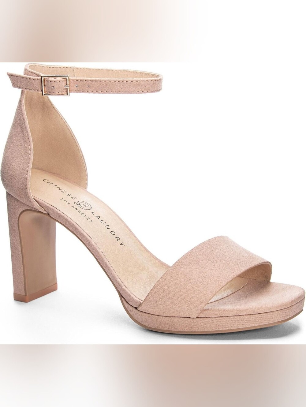 NIB Chinese Laundry Timi Sandal In Dark Nude Micro Suede Size 7.5